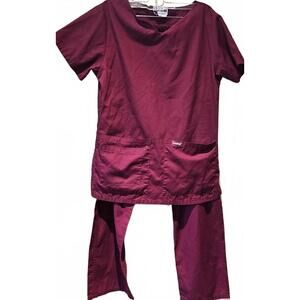 Landau Essentials Women's Maroon Scrub Set Size S